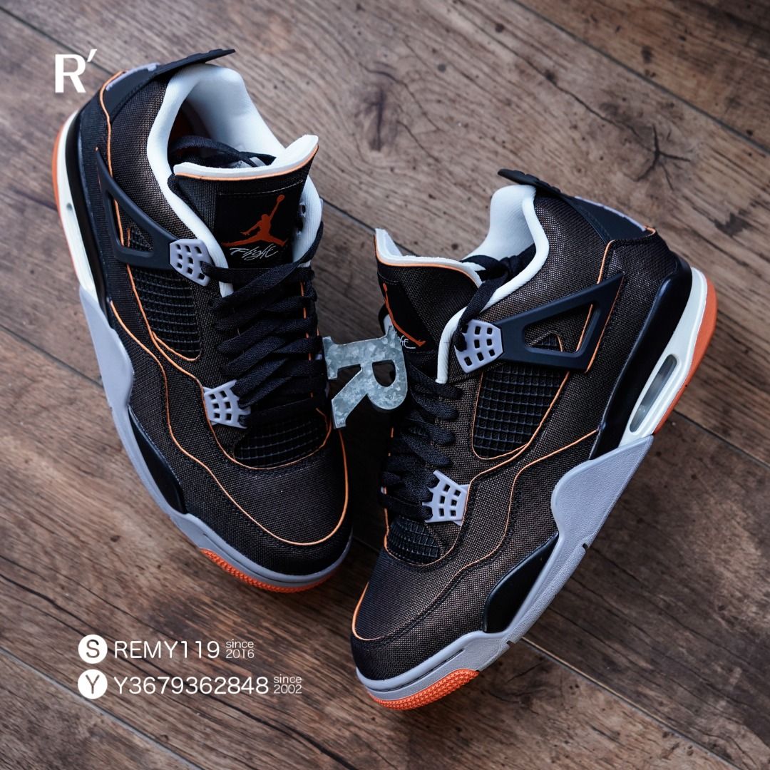 R'選物男US10/28cm air Jordan 4 Retro Starfish 黑橘金屬CW7183-100