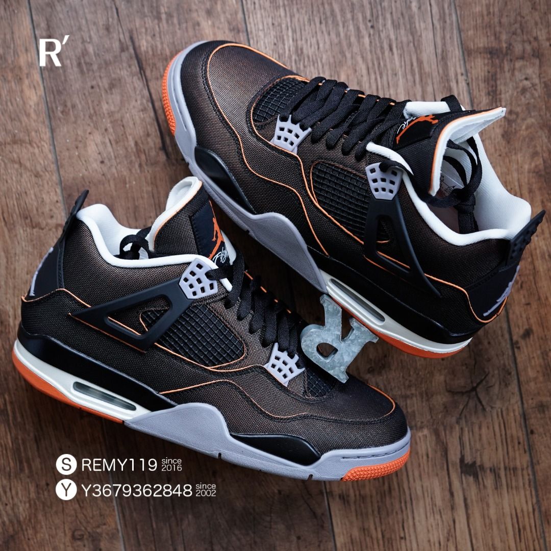 R'選物男US10/28cm air Jordan 4 Retro Starfish 黑橘金屬CW7183-100