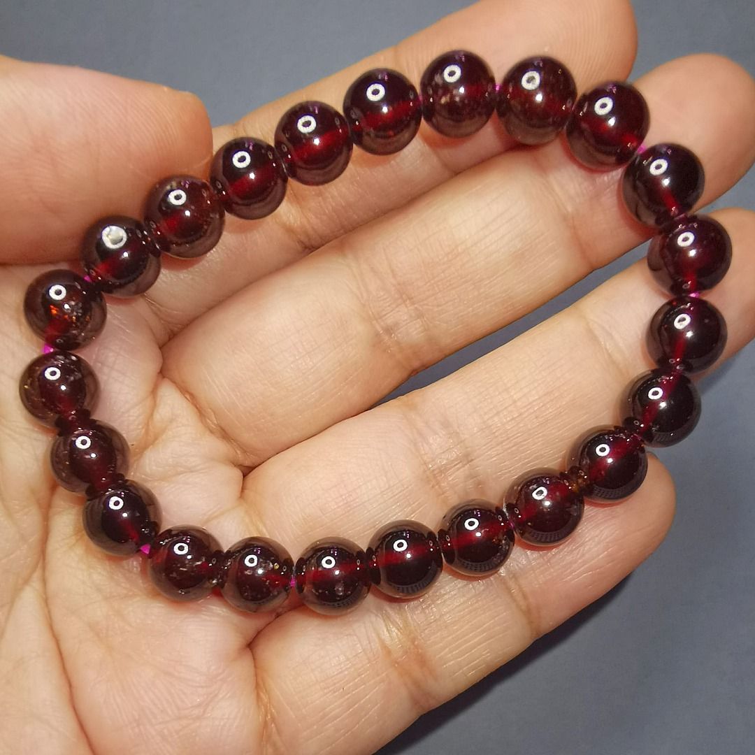 Red Wine Garnet Bracelet 8mm 140 FREE Post natural crystal gemstone stone dark red