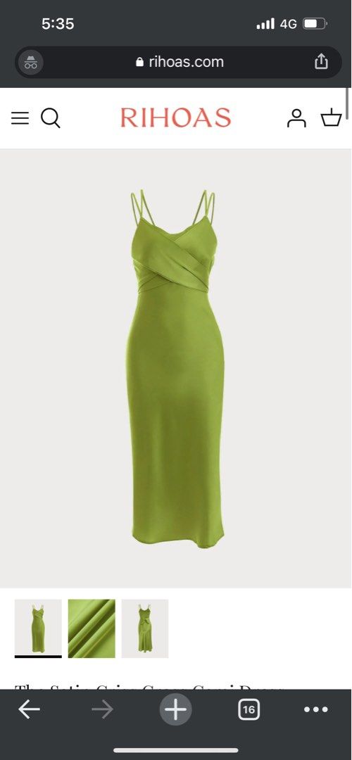 Rihoas green satin criss cross cami dress, Women's Fashion, Dresses & Sets,  Dresses on Carousell