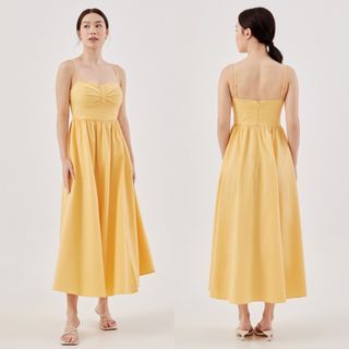 (S) Love Bonito LB Maryn Padded Bustier Flare Maxi Dress in Sunflower Yellow