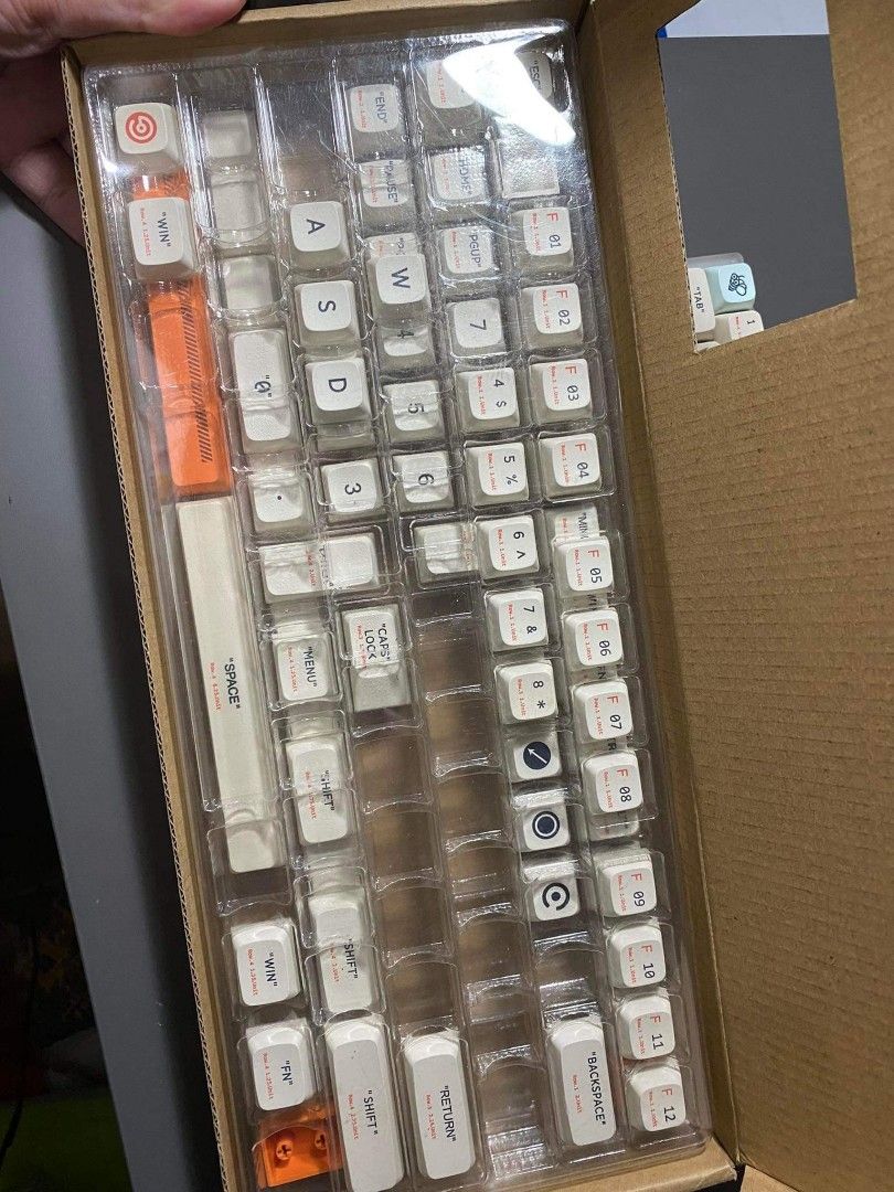 [Selling] Gamakay K66 acrylic (Category: Computer Keyboard) located in Quezon City. Submitted by bitoytoy (Listing ID 1211173490, Image 2). Description: [Selling] Gamakay K66 acrylic ₱ 2,450 9/10 condition. Hot-swappable (supports 3/5 pin switches). 65 yellow switches and 1 Akko wine white switch (tactile) on space. Both were lubed with krytox 205g0. Stabilizers holee modded and lubed with dielectric grease Comes with a set of PBT Xda profile "pl