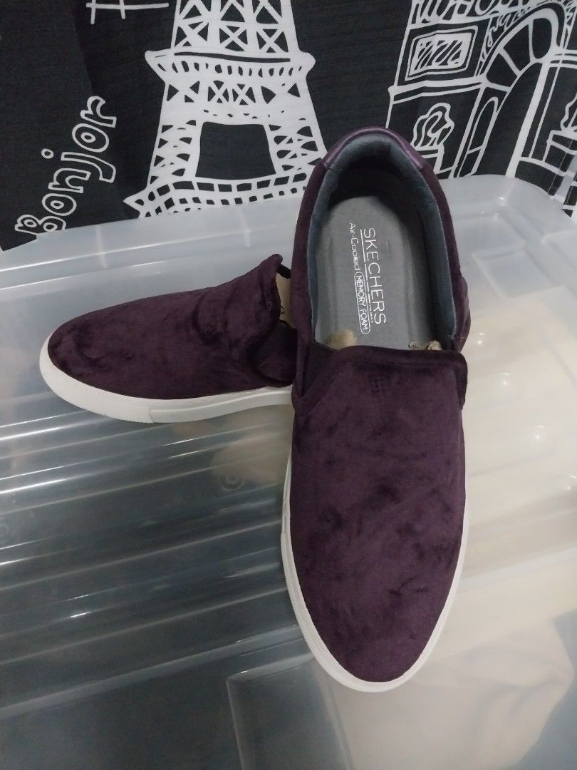 Skechers Memory Foam Purple Suede Loafers Women s Fashion