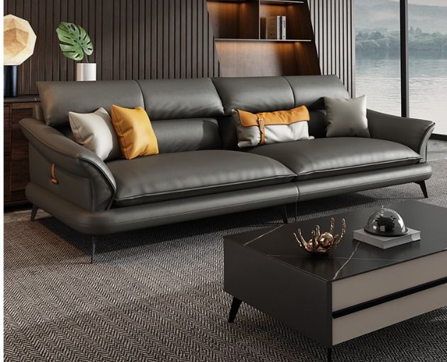 Solid wood frame hot sale leather sofas