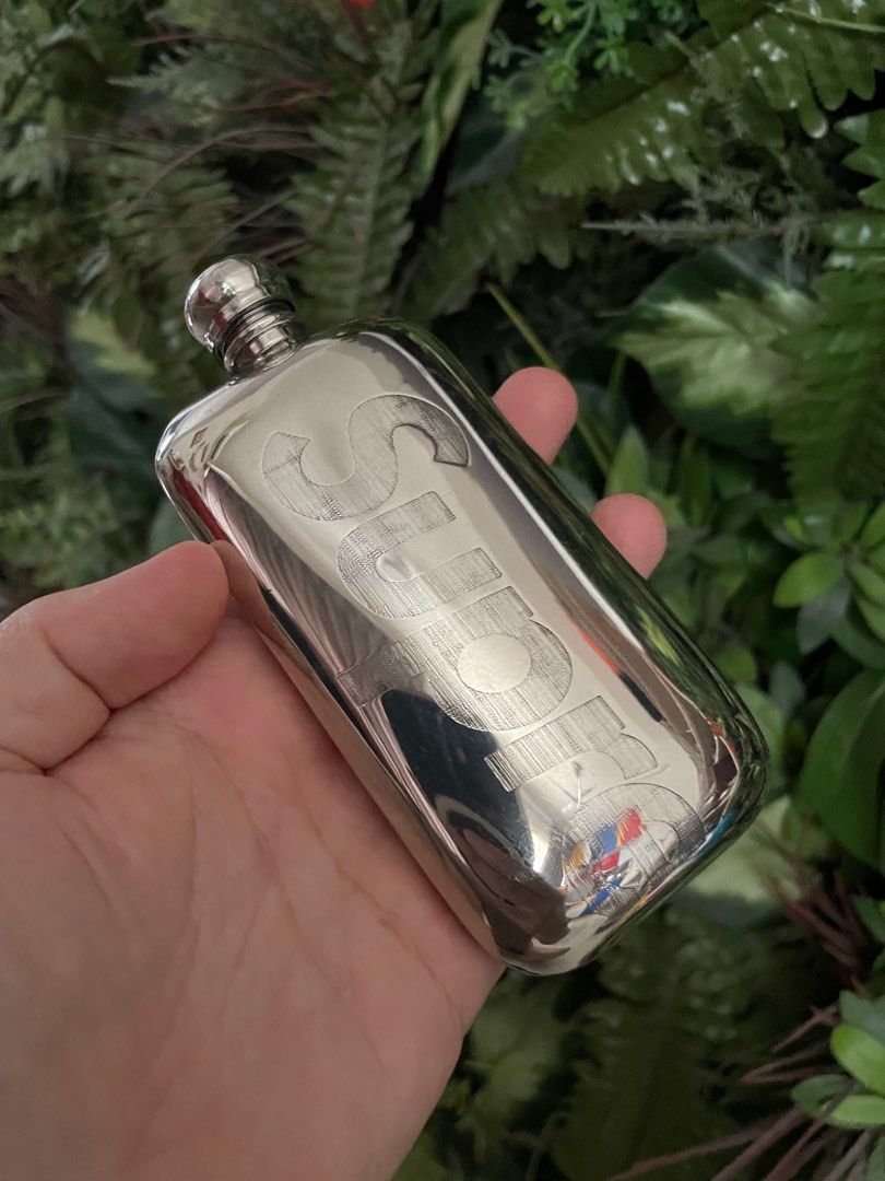 Supreme 3 oz Pewter Flask Silver in full set