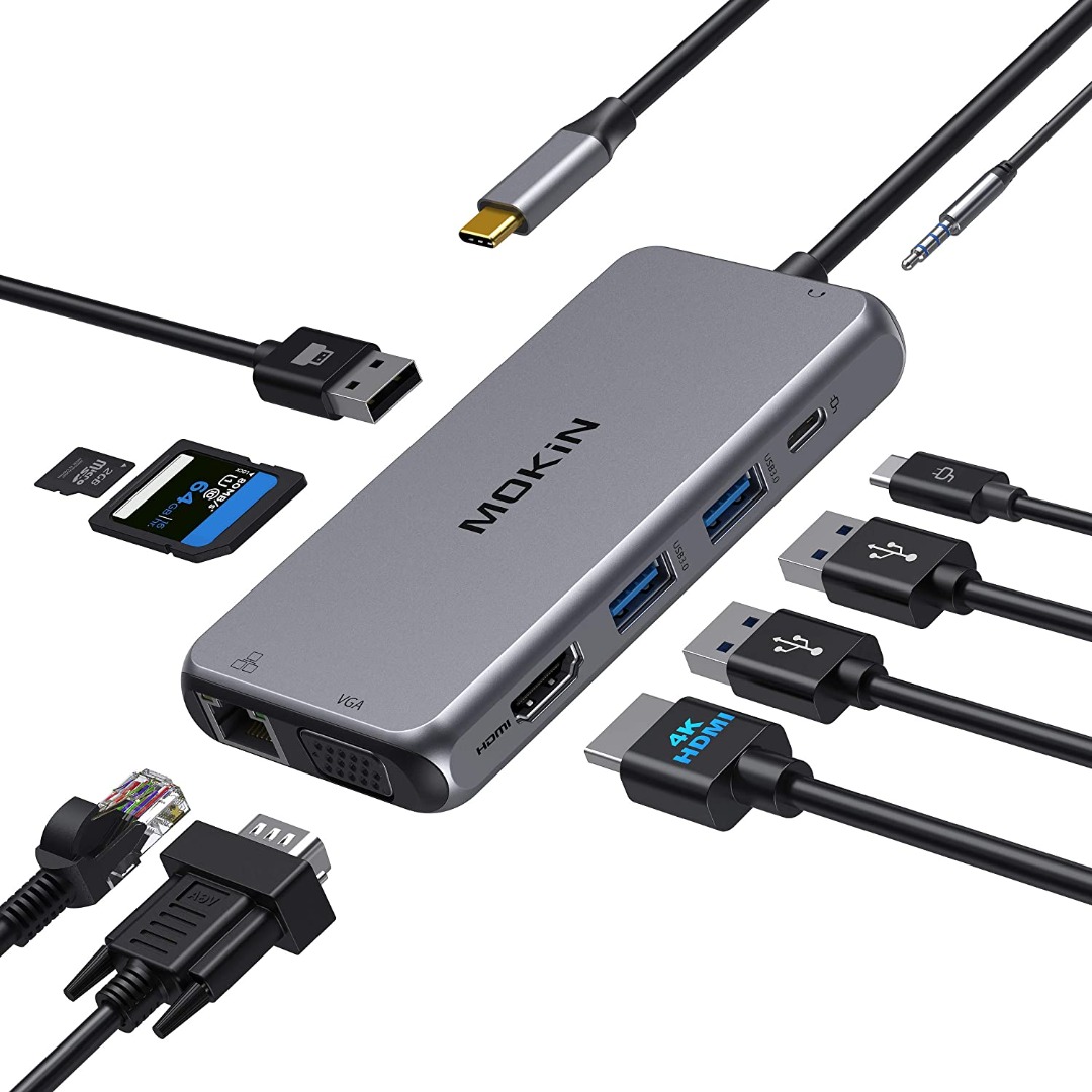 USB C Hub Type C Multiport Adapter for MacBook Pro/Air, 10 in 1 Mac