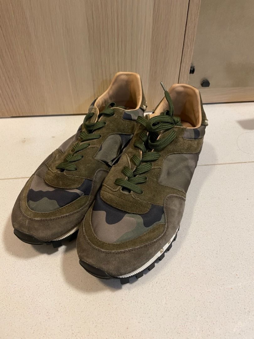 Valentino Garavani Soul Rockstud Camouflage Print Sneakers Khaki Green Luxury Sneakers Footwear on Carousell