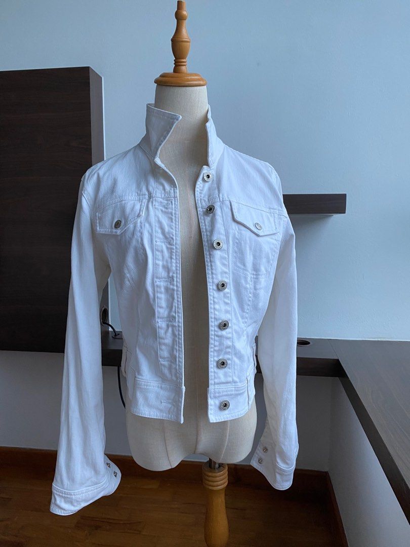 White lace denim jacket sale