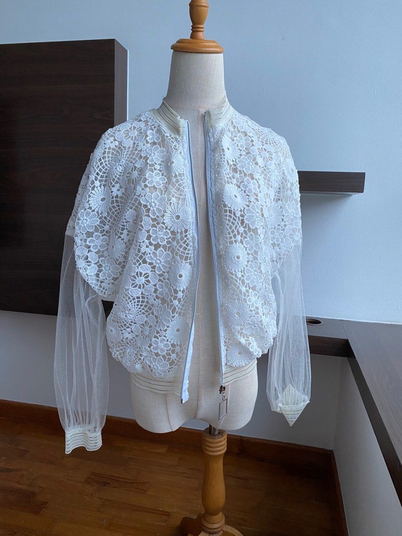 White lace and denim jacket