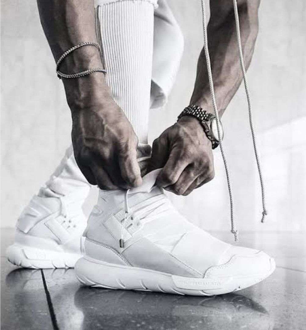 Adidas Qasa High Triple white, Men's Fashion, Footwear, Sneakers on Carousell