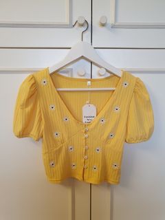 Yellow floral Crop Top