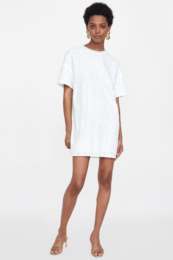 Zara sequined tshirt dress Women s Fashion Dresses Sets