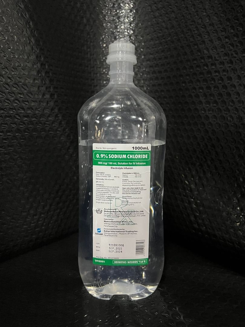 0.9 SODIUM CHLORIDE FOR IV INFUSION/ PNSS 1000ML, Health & Nutrition, Medical Supplies & Tools