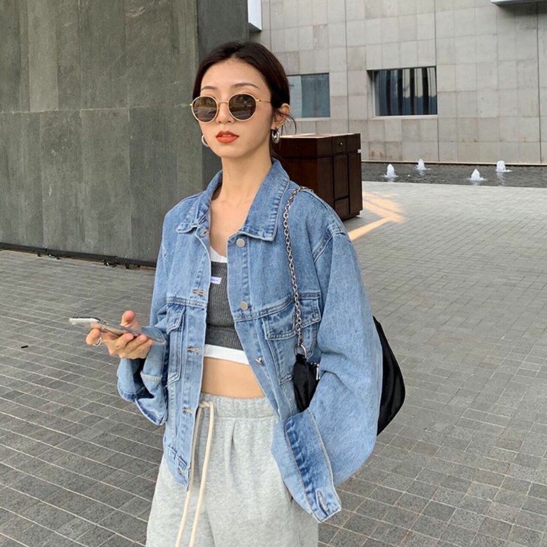 100 IMPORT Kode B3747 1 warna Maxine Big Pocket Jeans Jacket