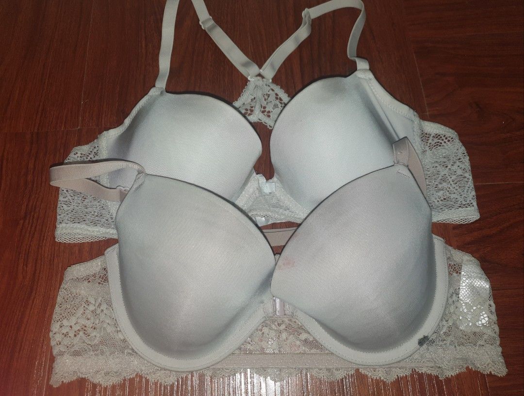 Daisy Fuentes Bra Set 34C Thong Panty Med Pink Lace Long Line Push Up  Underwire