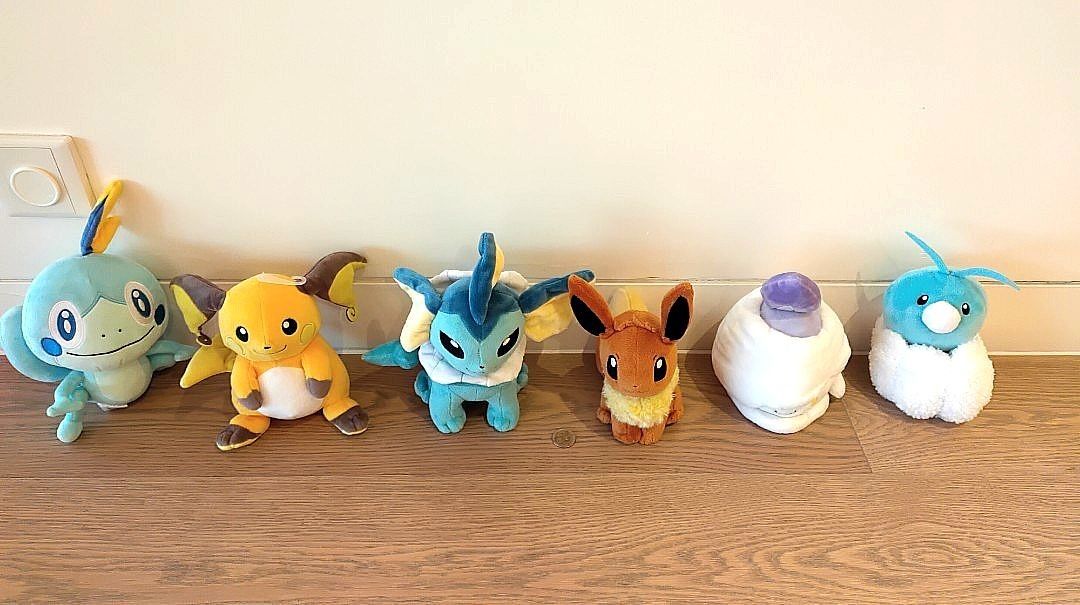 7 Pokemon Soft plush toy 公仔 w/ Pikachu Eevee Raichu Vaporeon, 興趣及遊戲, 玩具 ...