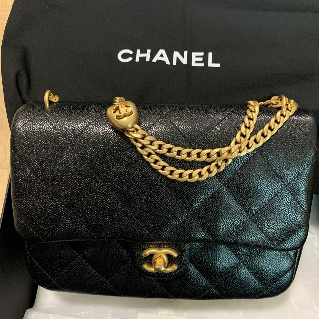 全新現貨new Chanel 23P 24cm caviar handbag 香奈兒愛心調節扣金扣 ...