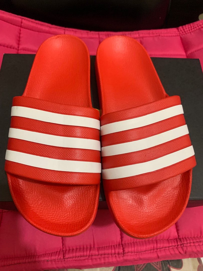 Adidas Adilette Aqua Slide Red, Men's Fashion, Footwear, Slippers u0026 Slides  on Carousell