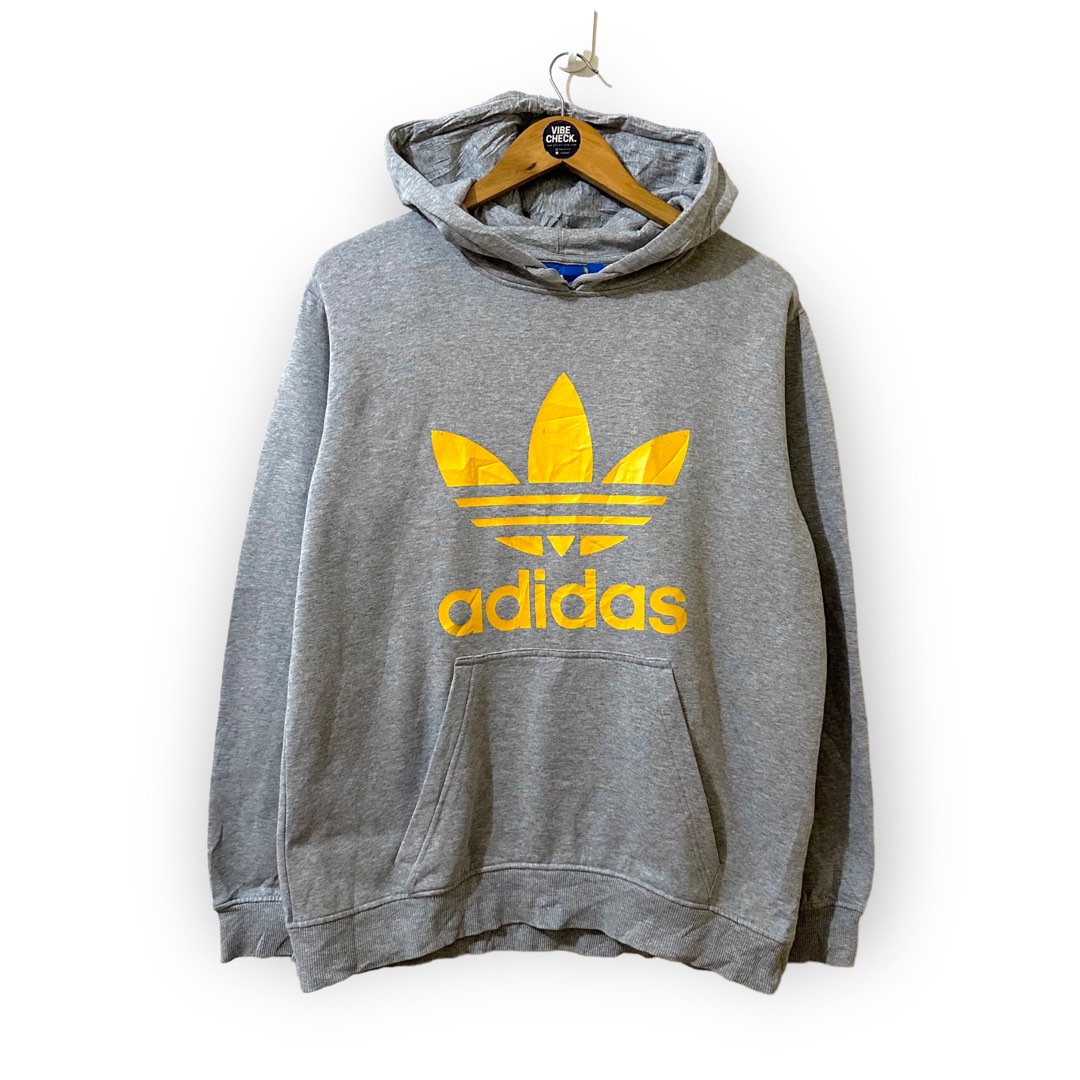 Adidas Trefoil Gray Hoodie Mustard Trefoil Design, Men's Fashion, Tops & Sets, Hoodies on Carousell