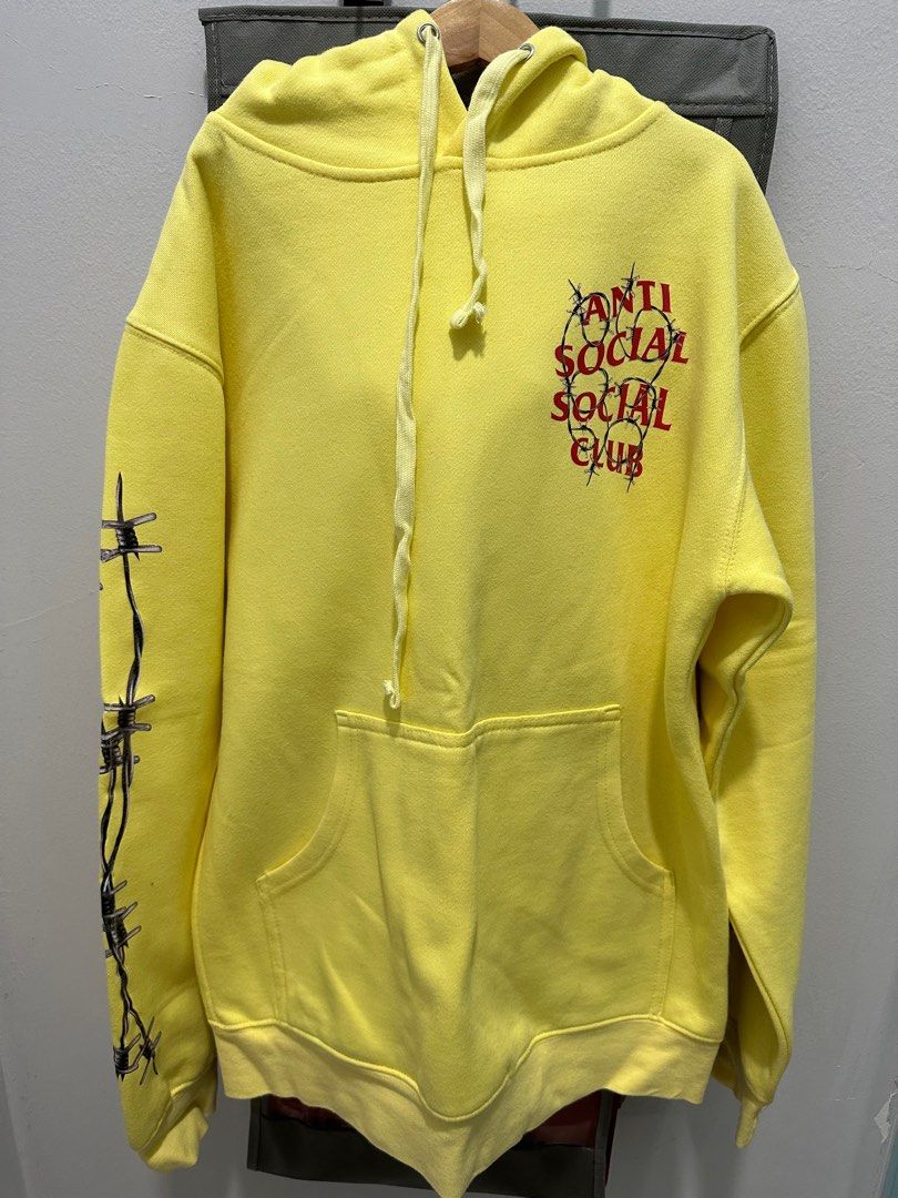 anti social social club yellow hoodie Men s Fashion Tops