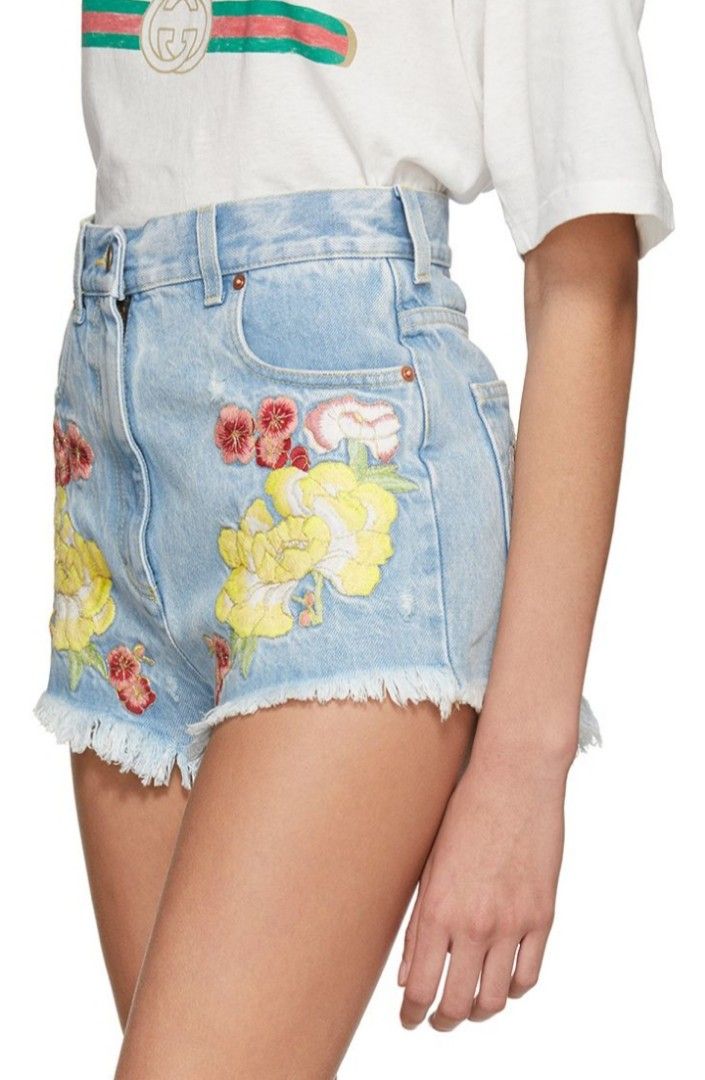 Louis Vuitton pre-owned Monogram Embroidery Denim Shorts - Farfetch