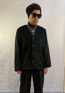 🇰🇷AUTHENTIC KOREAN BRAND (WEEKEND BY COLN) BLACK FLEECE  COLLARLESS SHORT OUTER COAT