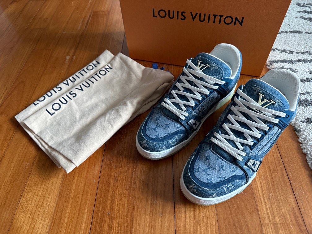 LOUIS VUITTON 1A5YUN/LD0210 Monogram Denim Sneakers Shoes 5 Blue Auth Men  Used