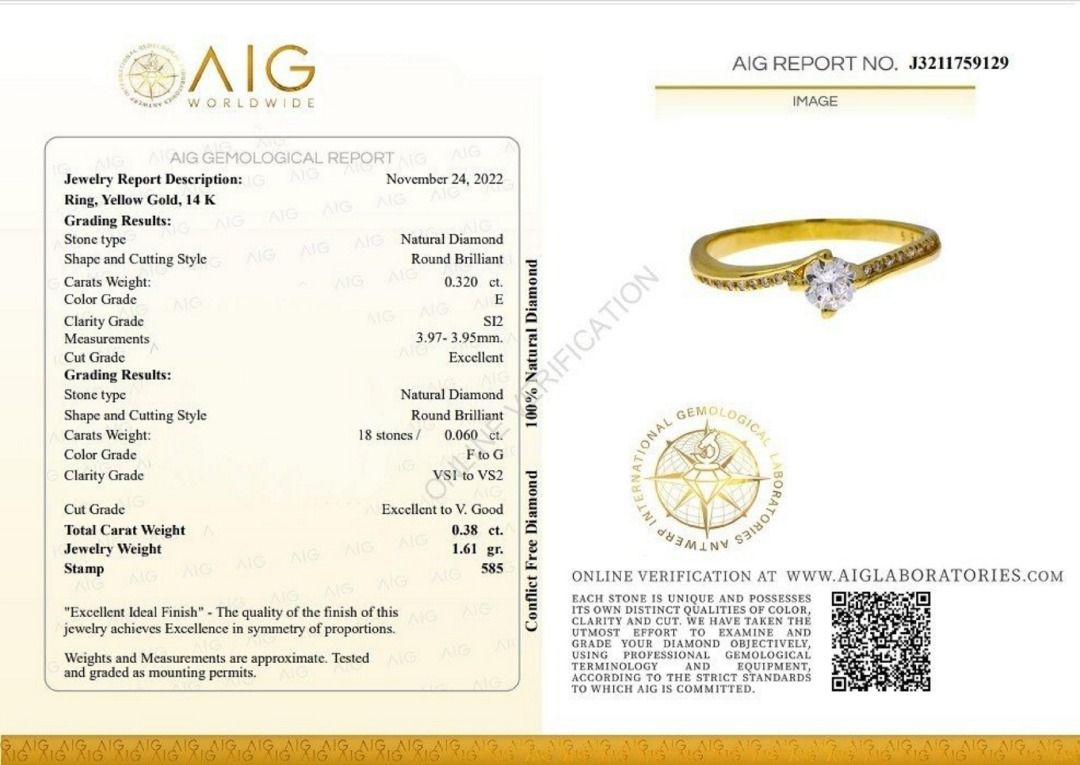 Aig best sale diamond certificate