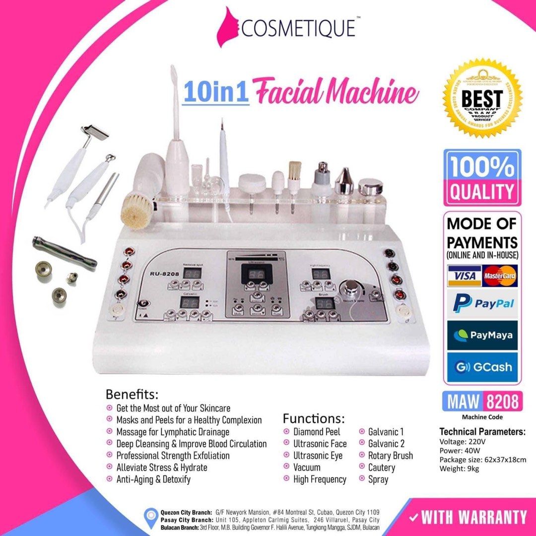 Beauty Equipment 10 in 1 Facial Machine Diamond Peel Rotary Brush