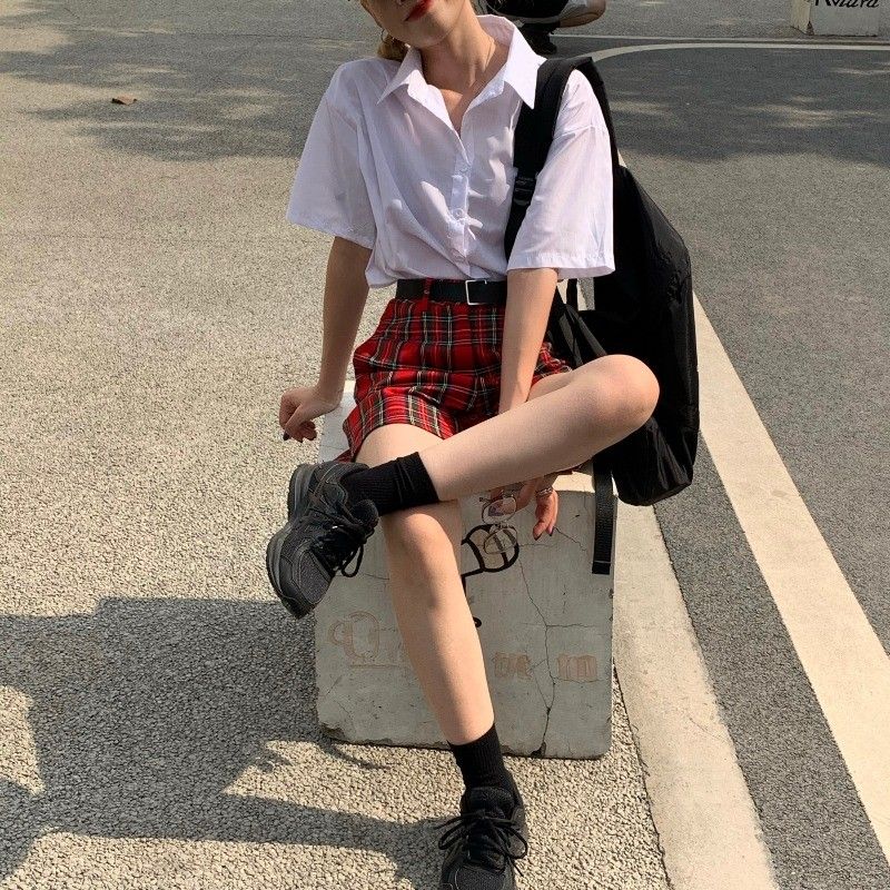 Red plaid discount shorts womens