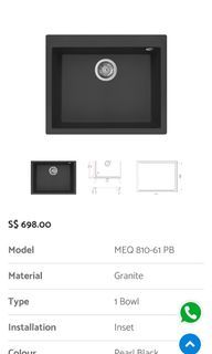 Brand new rubine meteor granite kitchen sink MEQ 810-61 PB Topmount