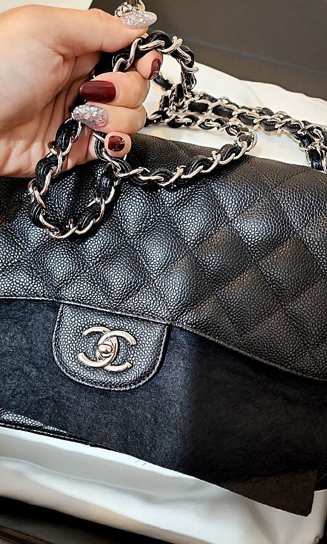 Chanel Jumbo Bag Double flap Silver Hardware, Luxury, Bags & Wallets on