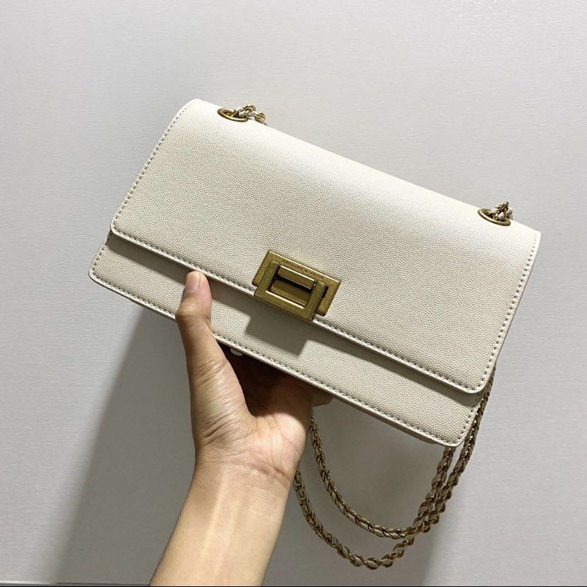 Cream Chain Strap Evening Bag - CHARLES & KEITH US