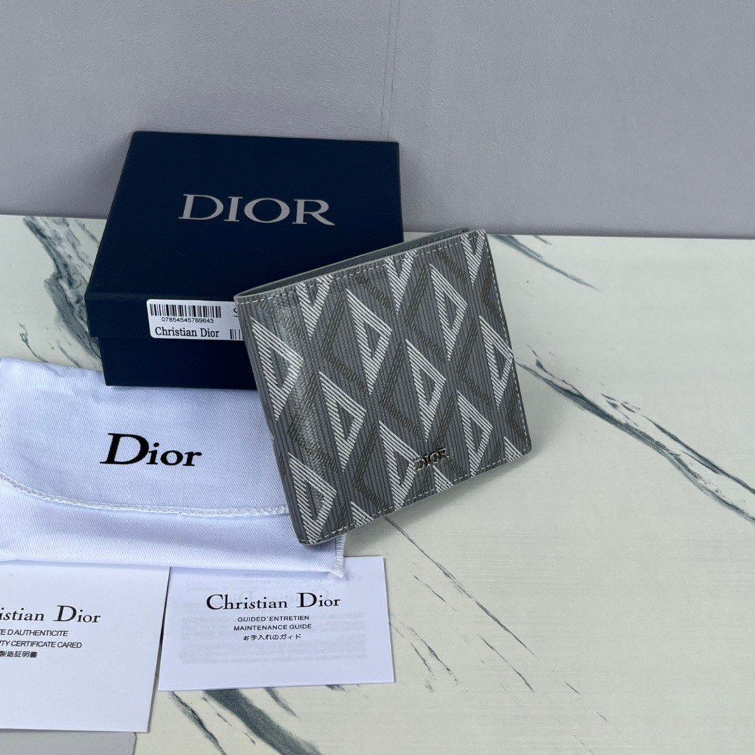 Dior - Bi-Fold Card Holder Navy Blue CD Diamond Canvas - Men