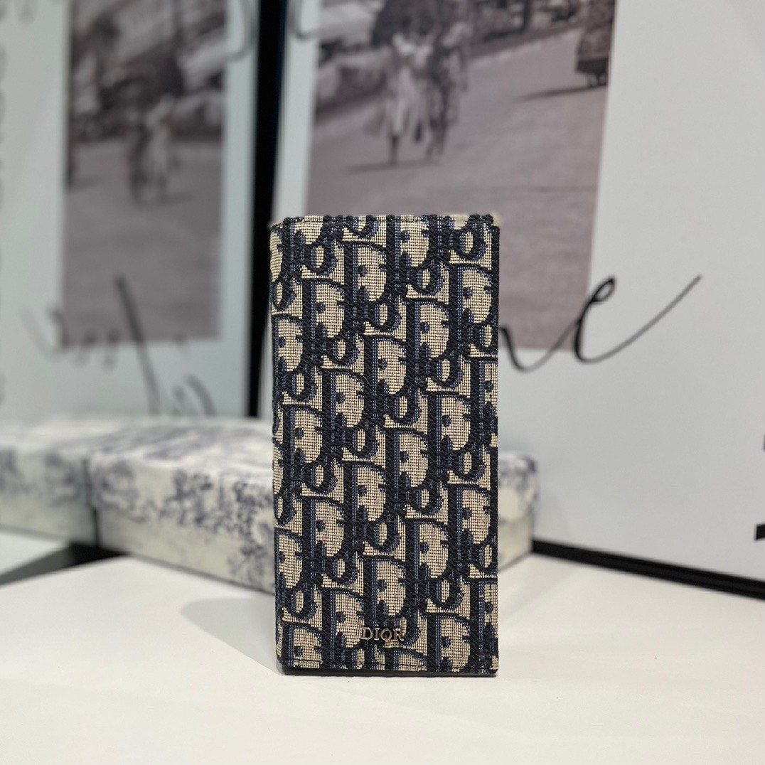 Dior - Vertical Wallet Black Dior Oblique Jacquard - Men