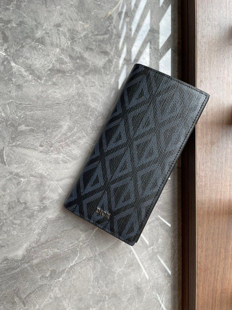 Christian Dior CD Diamond Vertical Long Wallet 2022 Ss, Black