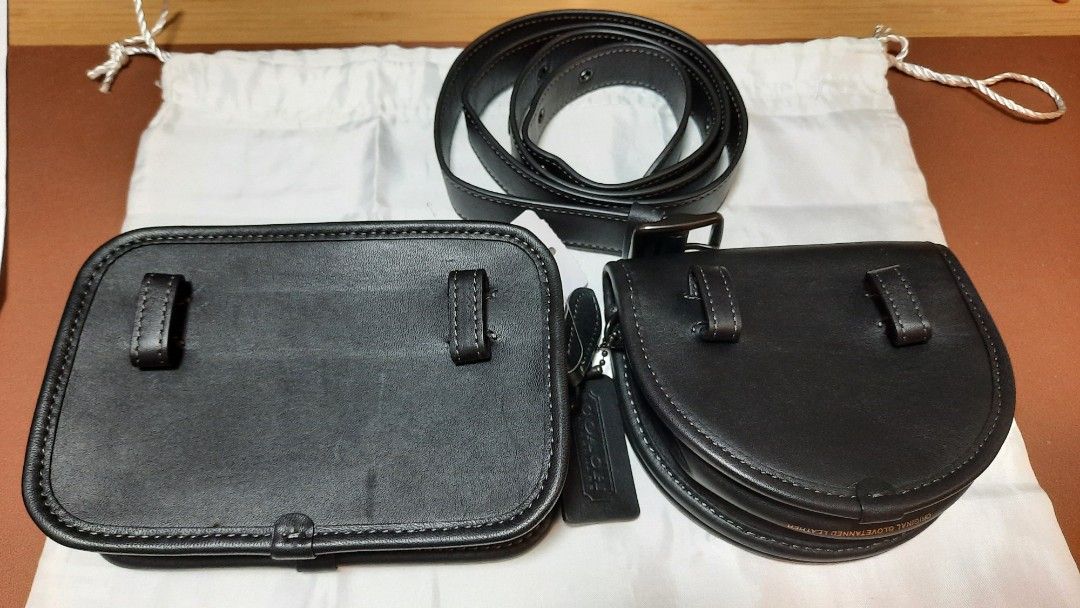 Coach Belt Bag (Brand New) (Category: Bags & Wallets) located in Singapore. Submitted by happymeow (Listing ID 1211310119, Image 2). Description: size : 160x106mm (sq with zip) & 127x120mm (semi-round with turnlock colour : black full calf leather come with dust bag not for fussy buyer.
