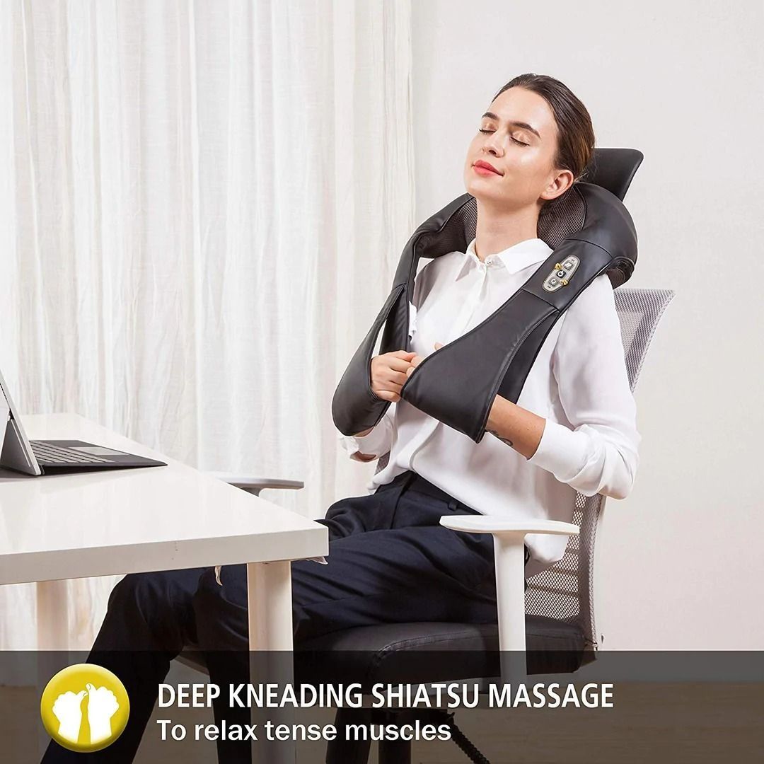 Comfier Shiatsu Shoulder & Neck Massager with Heat, 4D Deep