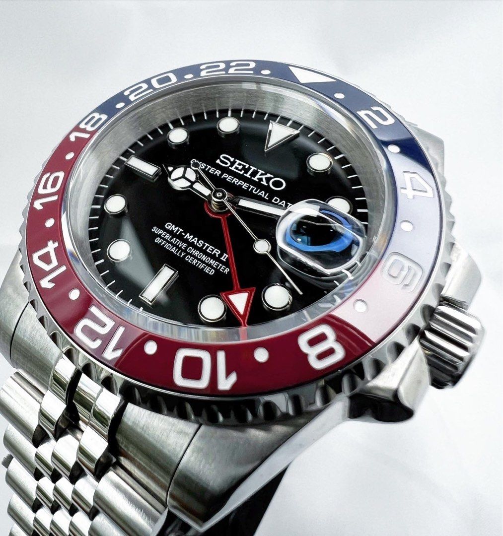 Custom Seiko Mod Pepsi GMT-Master II 40mm nh34, Men's Fashion, Watches &  Accessories, Watches on Carousell
