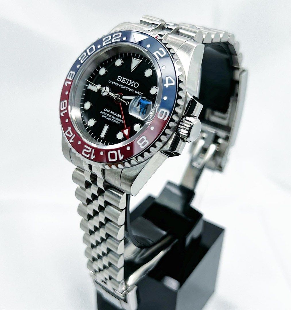 Montre Seiko Mod GMT Automatique - Cadran Pepsi - Mouvement NH34 - Occasion Homme