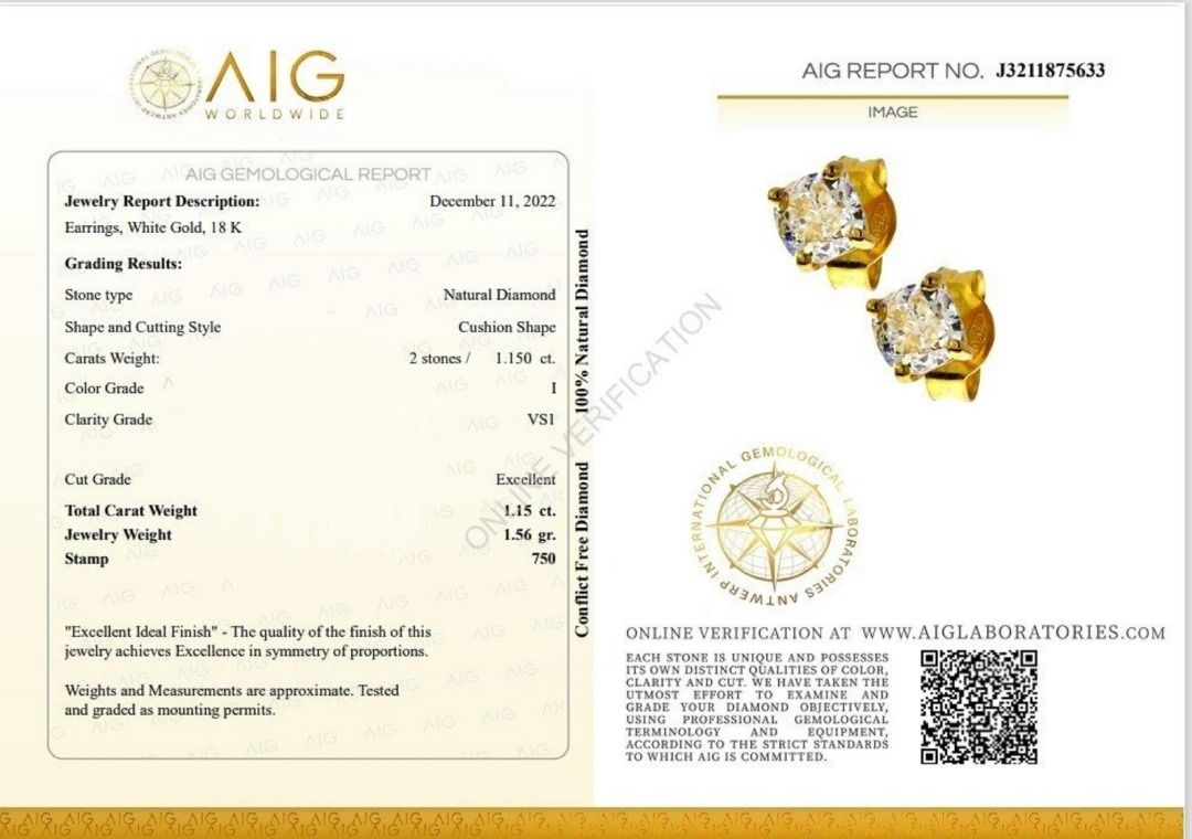 Aig certificate sales diamond