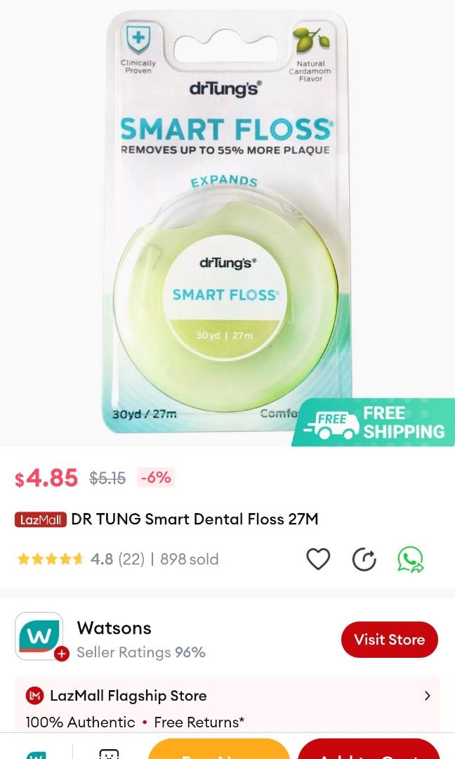 Dental Floss (New) free of ptfe and pfas, Beauty & Personal Care