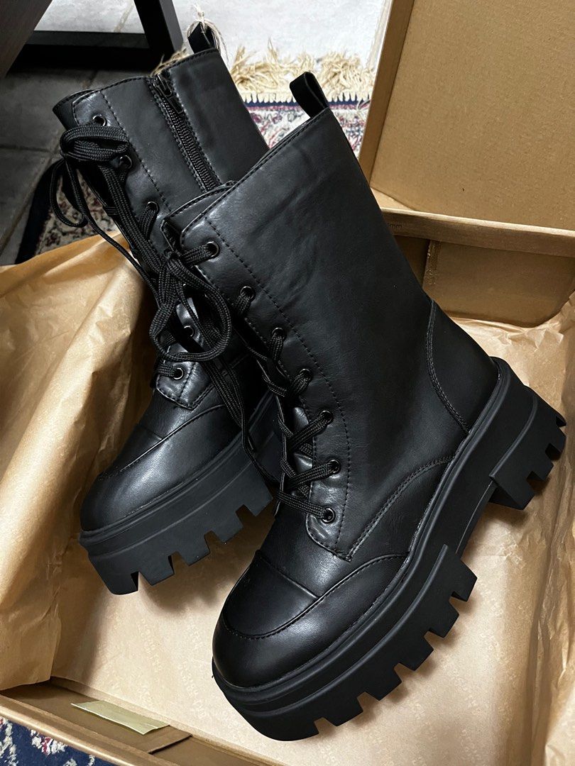 Design Lab Combat Boots Women s Fashion Shoes on Carousell