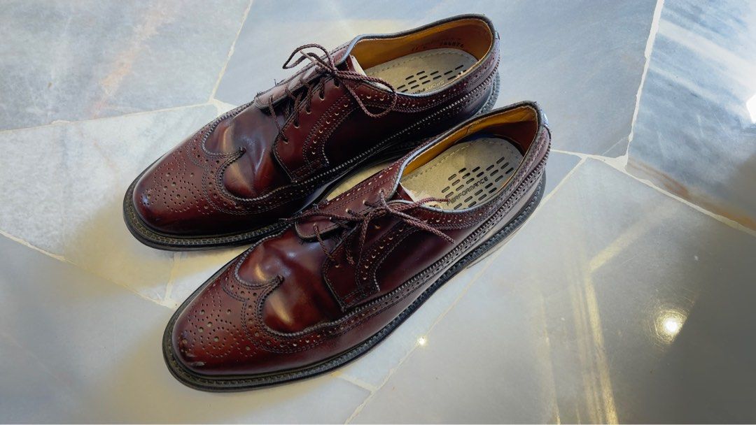 Dexter Burgundy Leather Longwing Wingtip Lace Up Dress Oxfords