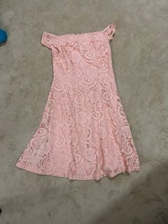Dorothy Perkins Lace Pink Off Shoulder Dress