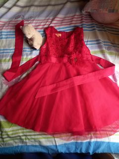 DRESS GAUN PESTA TILE TULE MERAH