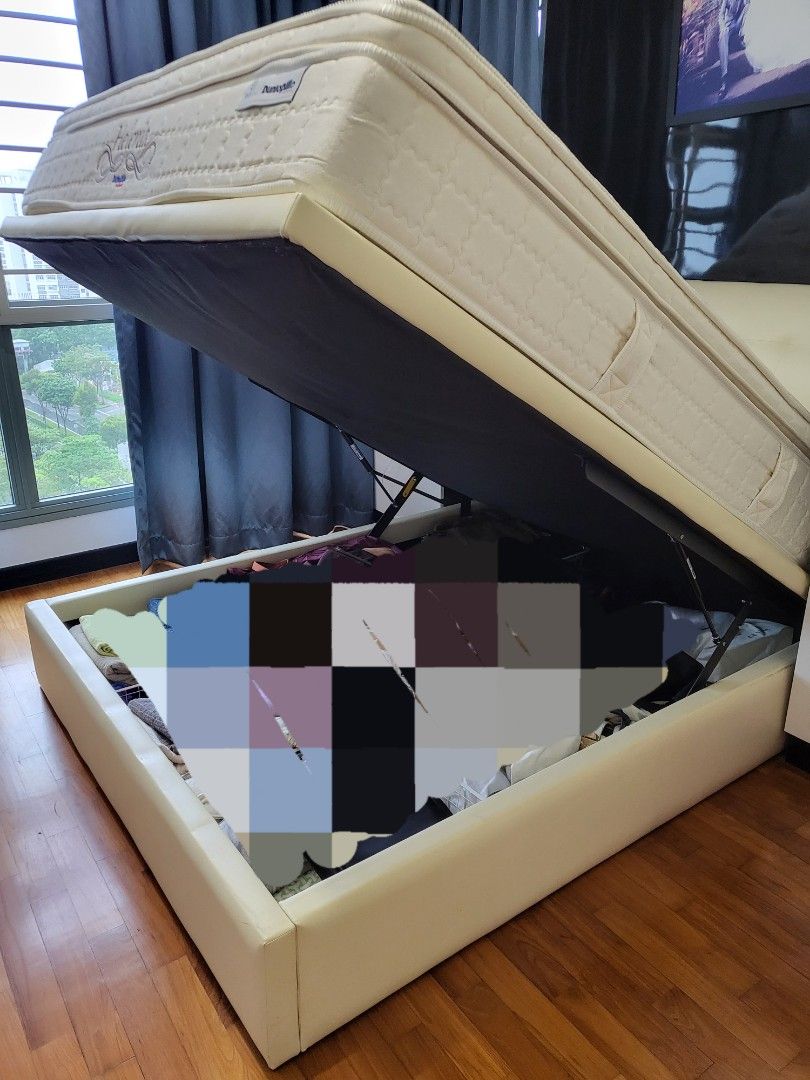 Dunlopillo Storage Bed and Mattress (Queen), Furniture & Home Living