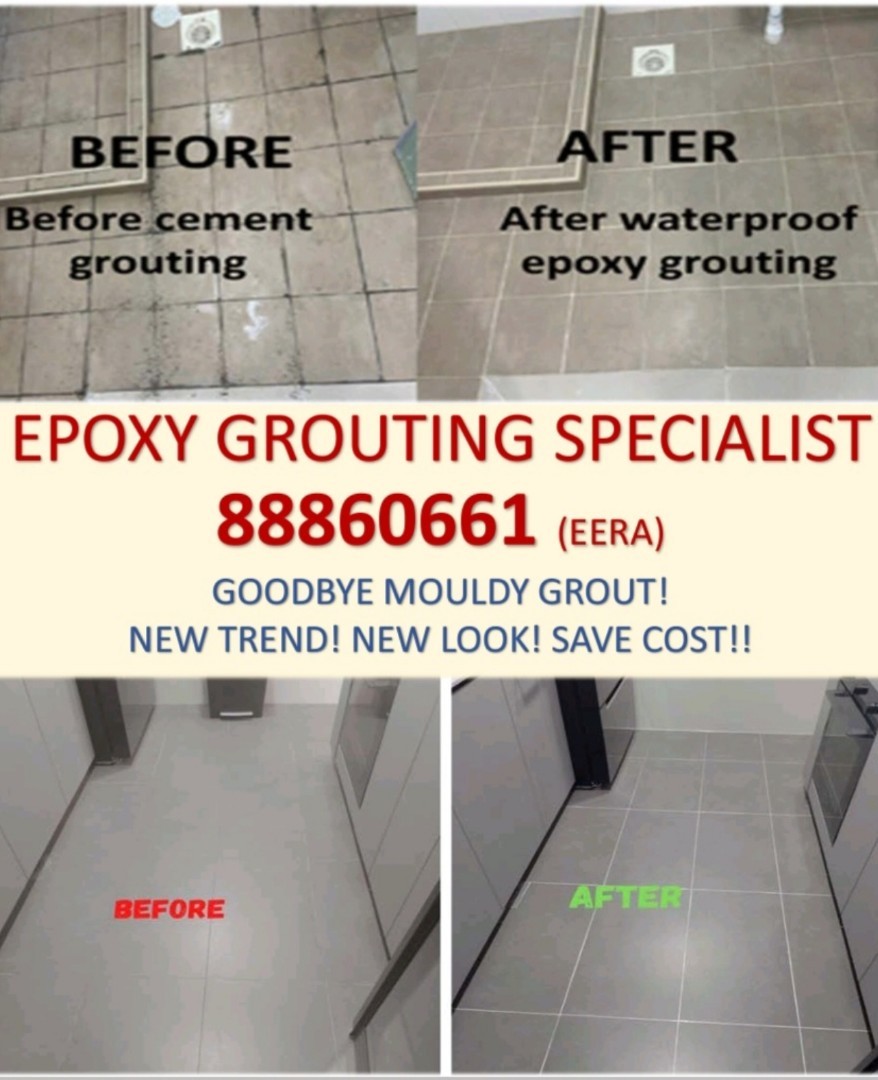 Epoxy grouting flooring tiles direct contractor bathroom renovation hdb