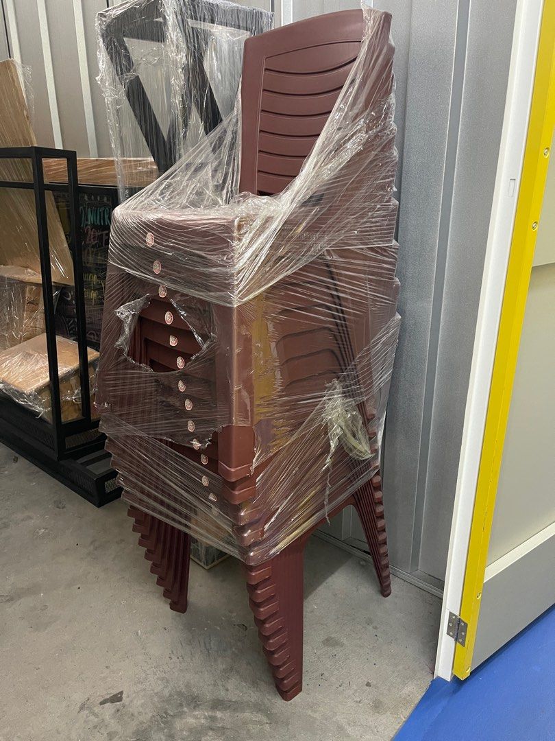 Felton Plastic Chairs 14 pieces Brown color Furniture Home