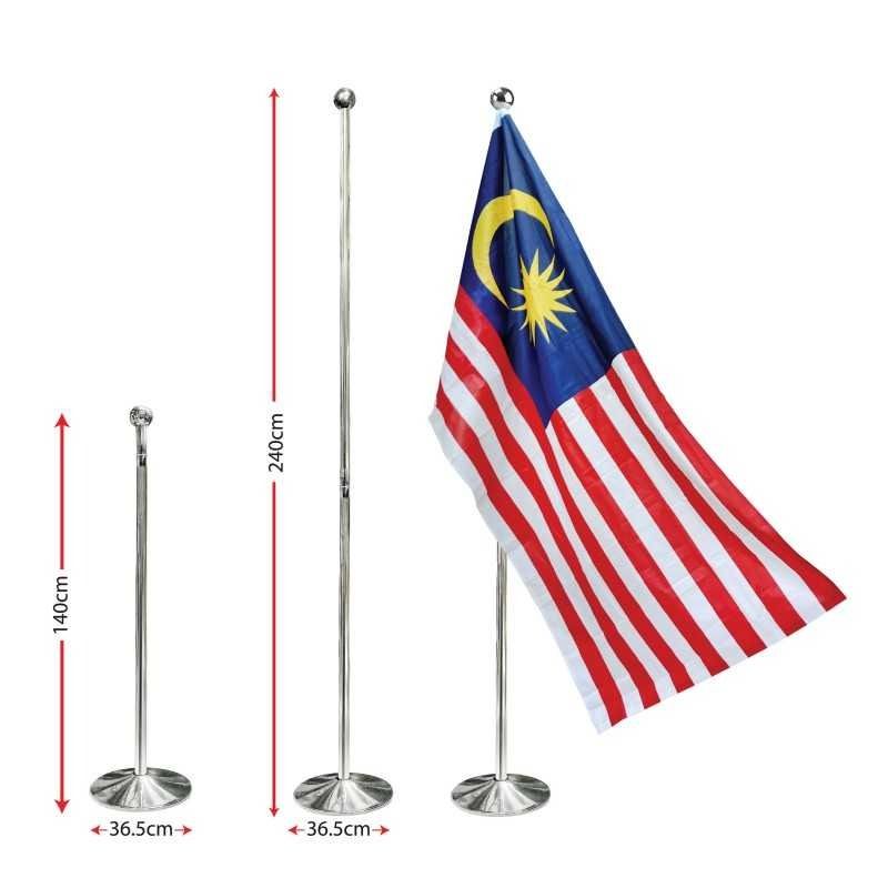 Flag Pole With Stand 2.4m (Silver), Hobbies & Toys, Stationery & Craft